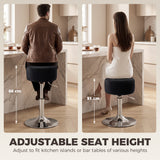 Velvet Bar Stool 38.5cm Wide Adjustable - Velmora