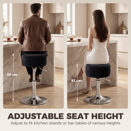 Velvet Bar Stool 38.5cm Wide Adjustable - Velmora
