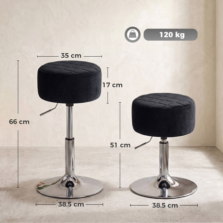 Velvet Bar Stool 38.5cm Wide Adjustable - Velmora