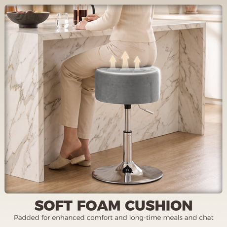 Velvet Bar Stool 38.5cm Wide Adjustable - Velmora