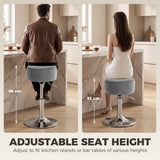 Velvet Bar Stool 38.5cm Wide Adjustable - Velmora