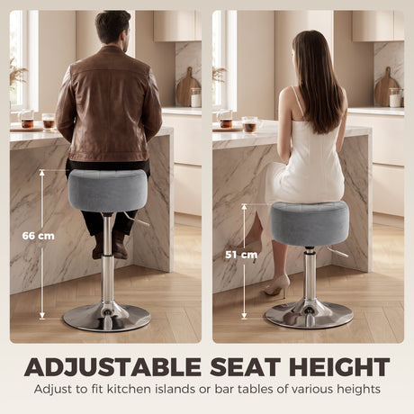 Velvet Bar Stool 38.5cm Wide Adjustable - Velmora