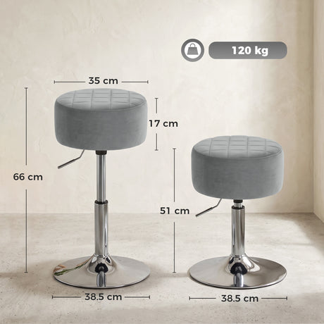 Velvet Bar Stool 38.5cm Wide Adjustable - Velmora