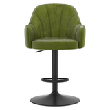 Velvet Bar Stool With Black Base - Orton