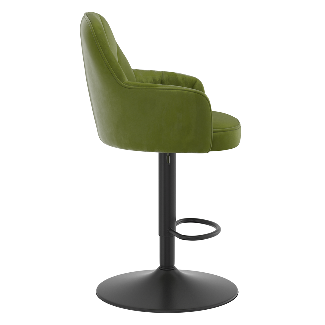 Velvet Bar Stool With Black Base - Orton