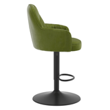 Velvet Bar Stool With Black Base - Orton