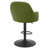 Velvet Bar Stool With Black Base - Orton