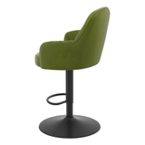 Velvet Bar Stool With Black Base - Orton