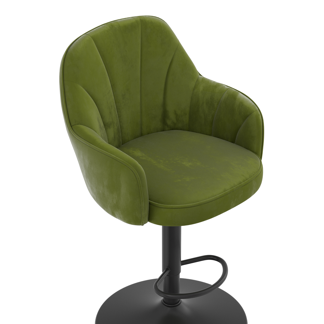 Velvet Bar Stool With Black Base - Orton