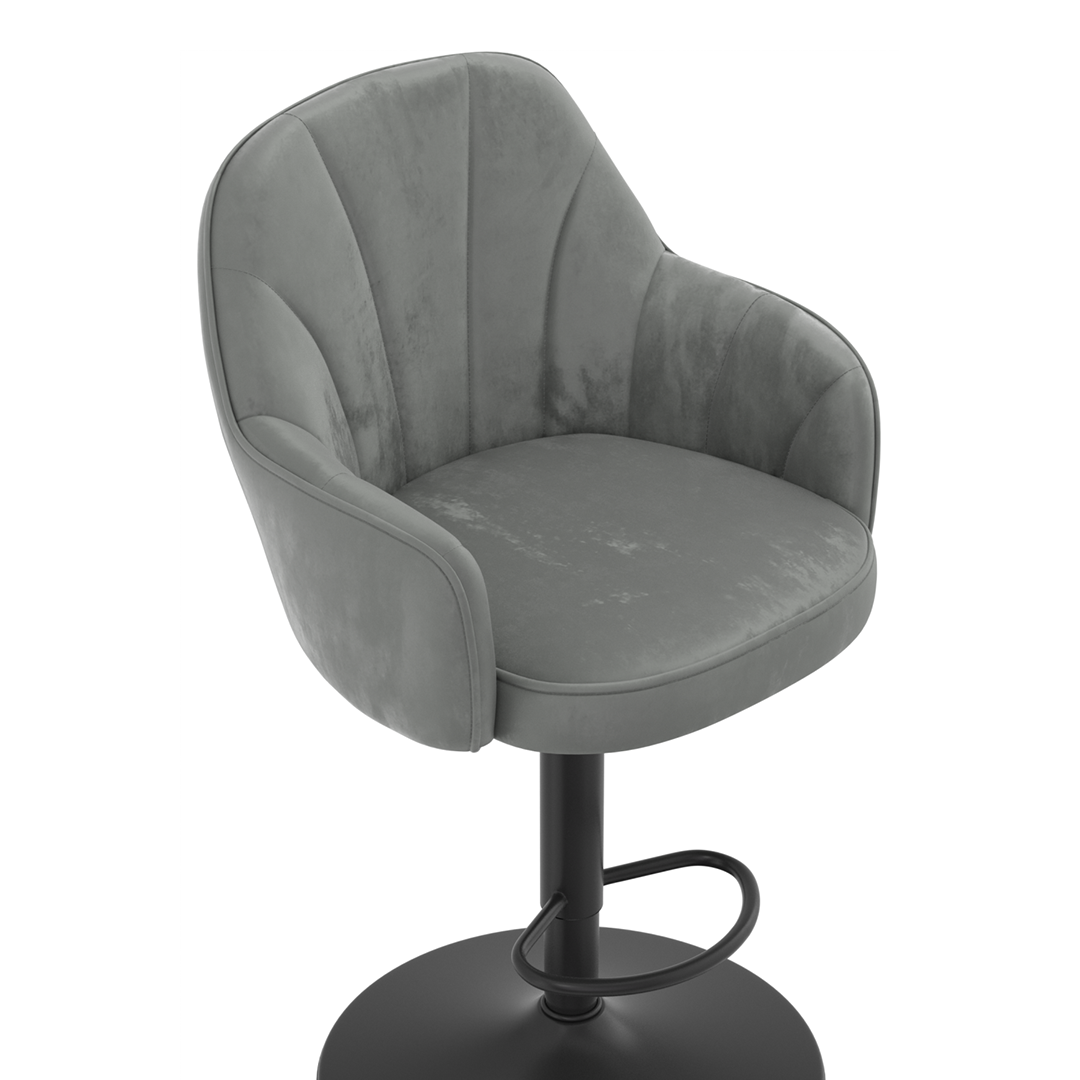 Velvet Bar Stool With Black Base - Orton