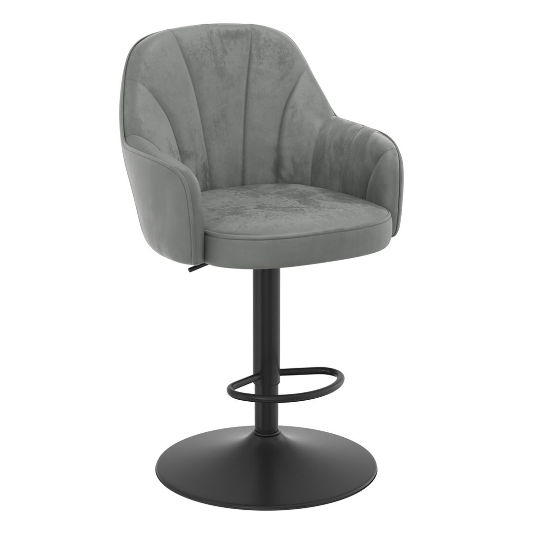 Velvet Bar Stool With Black Base - Orton