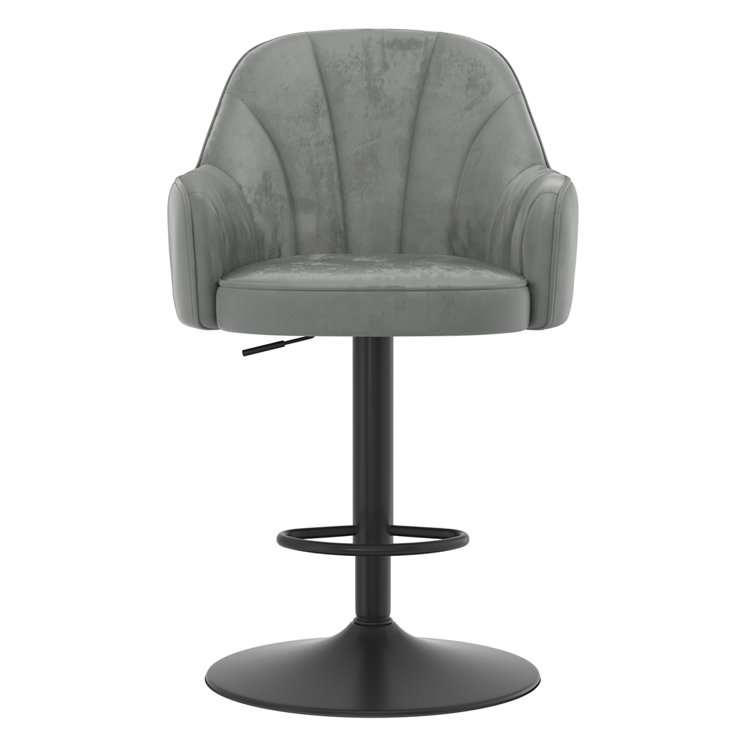 Velvet Bar Stool With Black Base - Orton