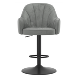Velvet Bar Stool With Black Base - Orton