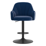 Velvet Bar Stool With Black Base - Orton