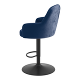 Velvet Bar Stool With Black Base - Orton