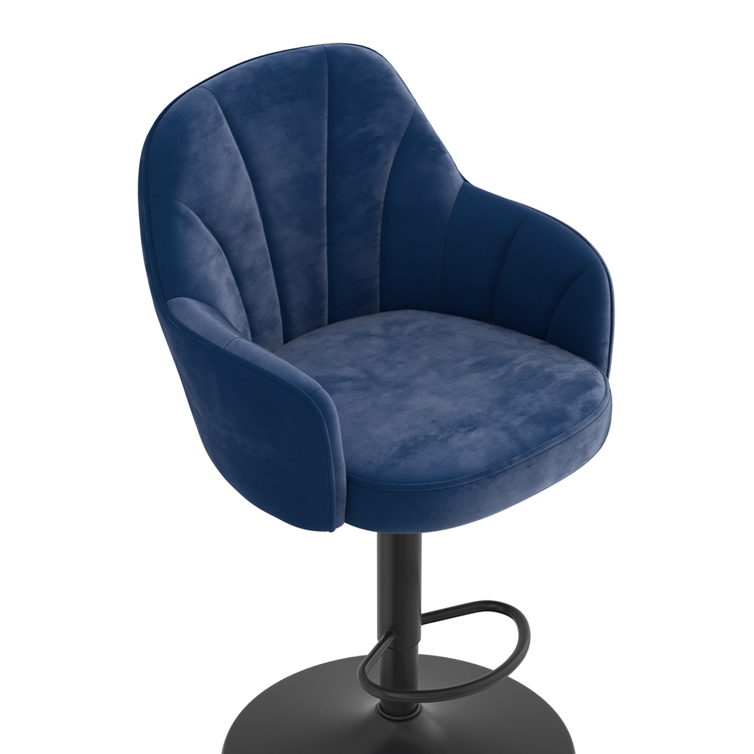 Velvet Bar Stool With Black Base - Orton