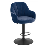 Velvet Bar Stool With Black Base - Orton
