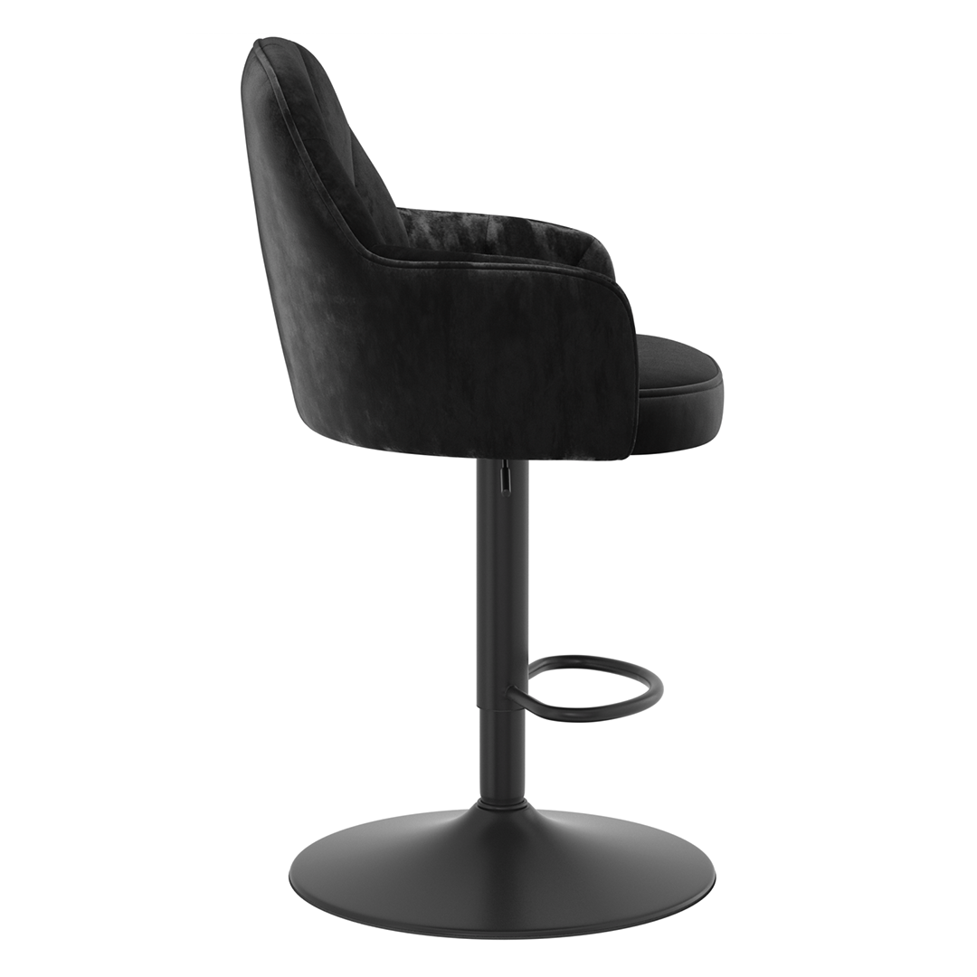Velvet Bar Stool With Black Base - Orton