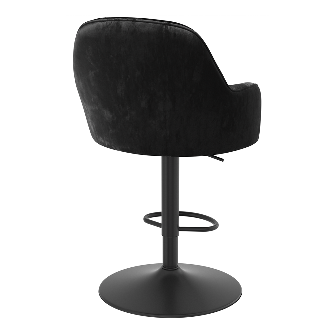 Velvet Bar Stool With Black Base - Orton