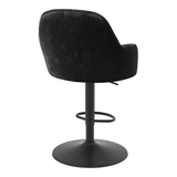 Velvet Bar Stool With Black Base - Orton