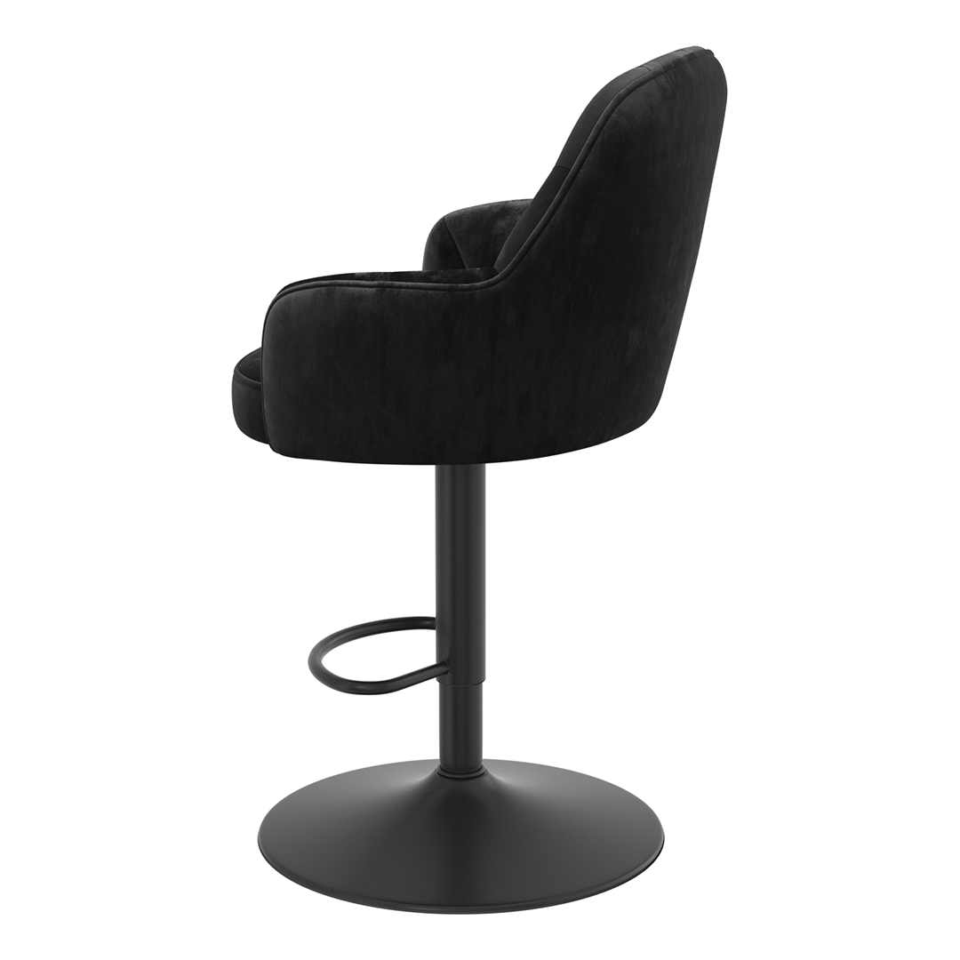 Velvet Bar Stool With Black Base - Orton