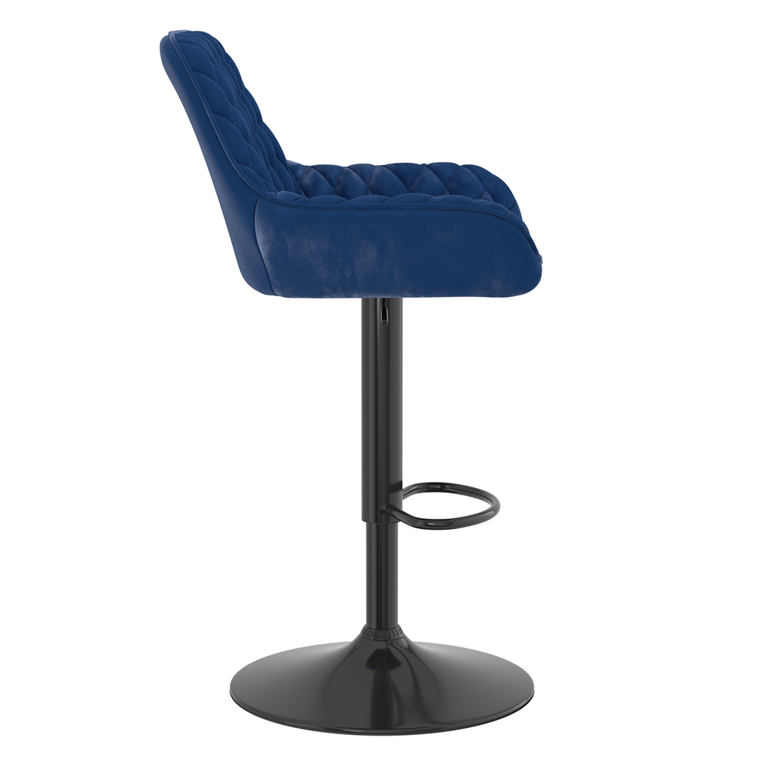 Velvet Bar Stool With Black Base - Saxby