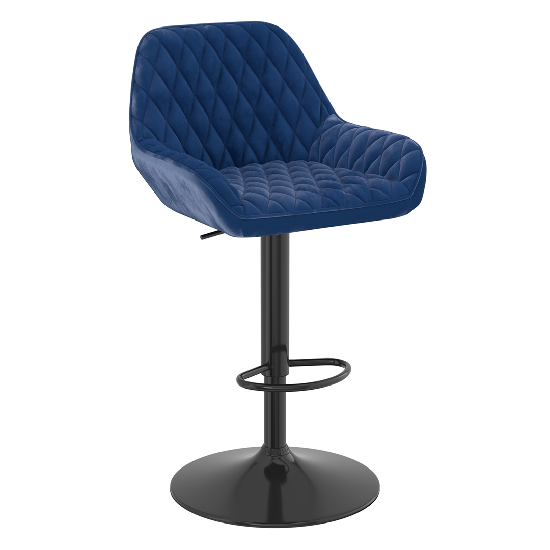 Velvet Bar Stool With Black Base - Saxby