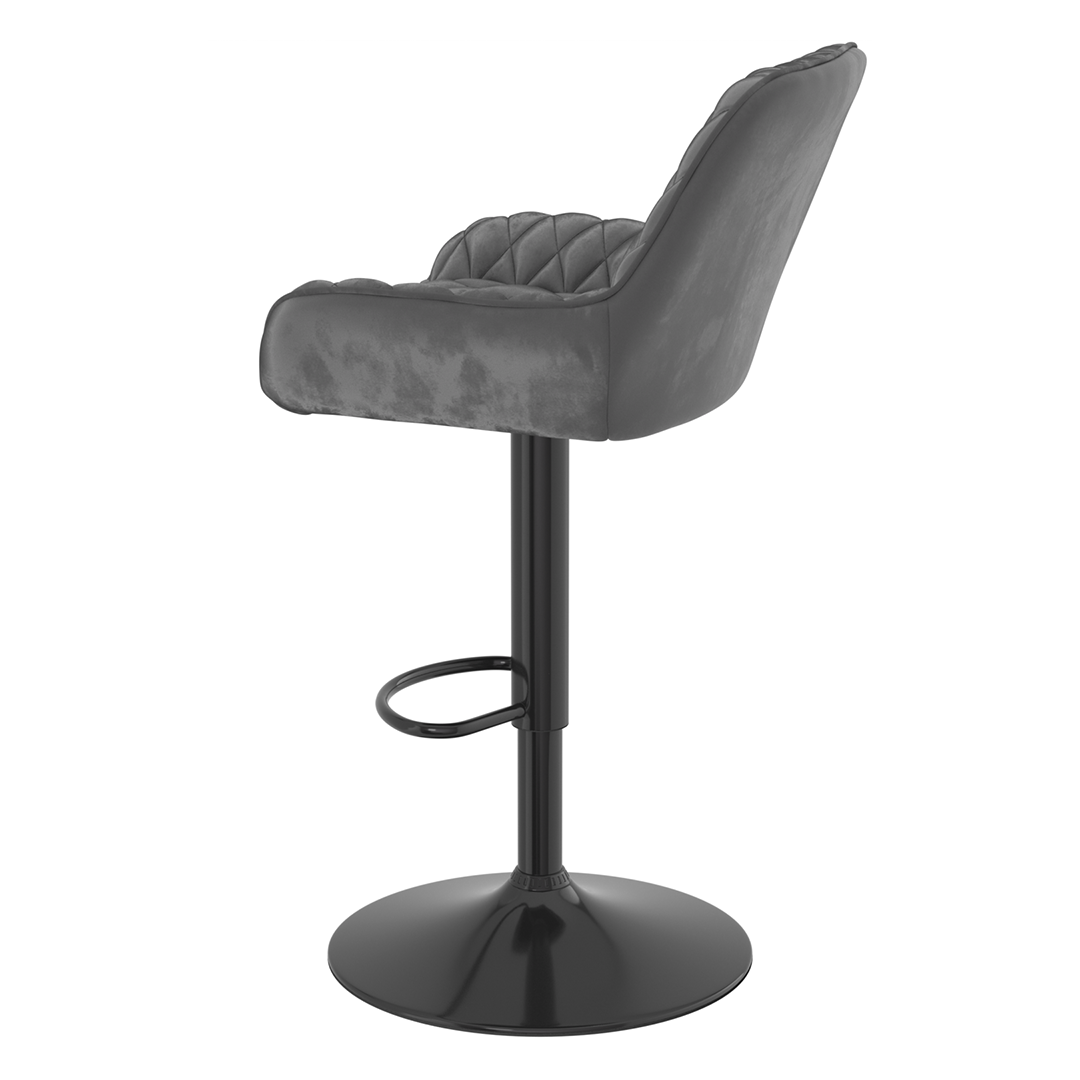 Velvet Bar Stool With Black Base - Saxby