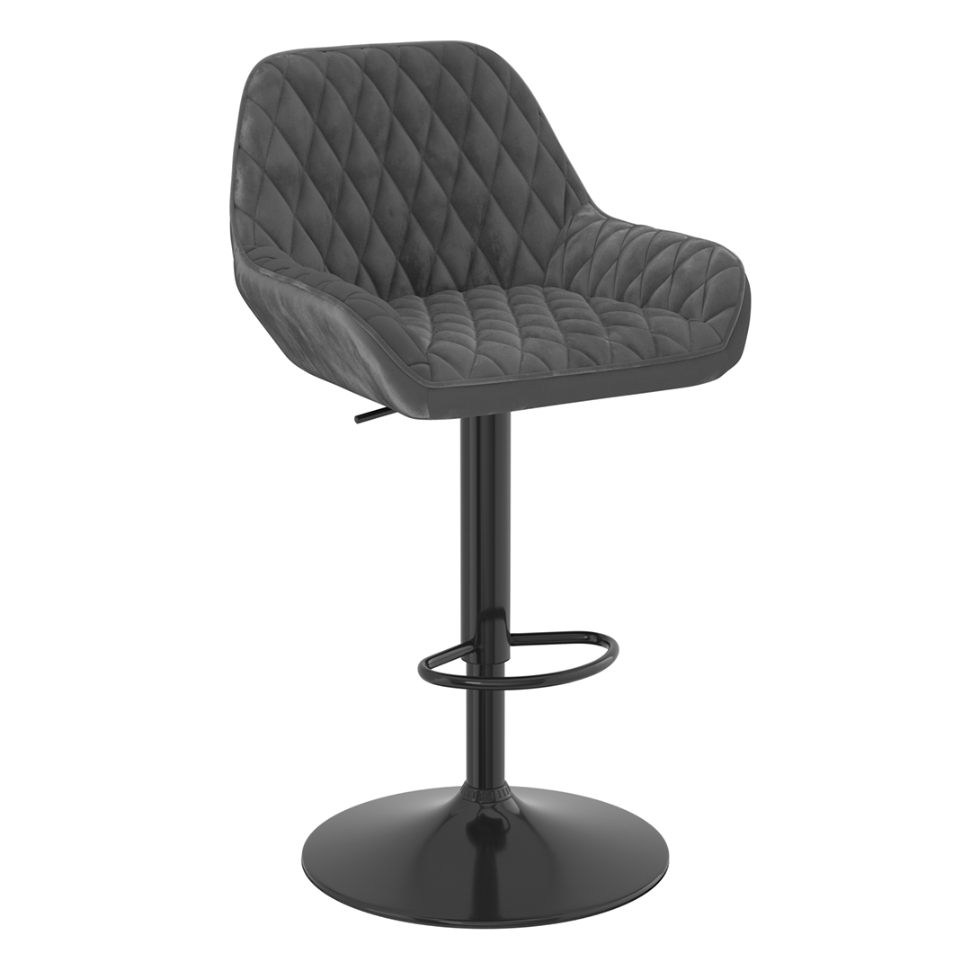 Velvet Bar Stool With Black Base - Saxby