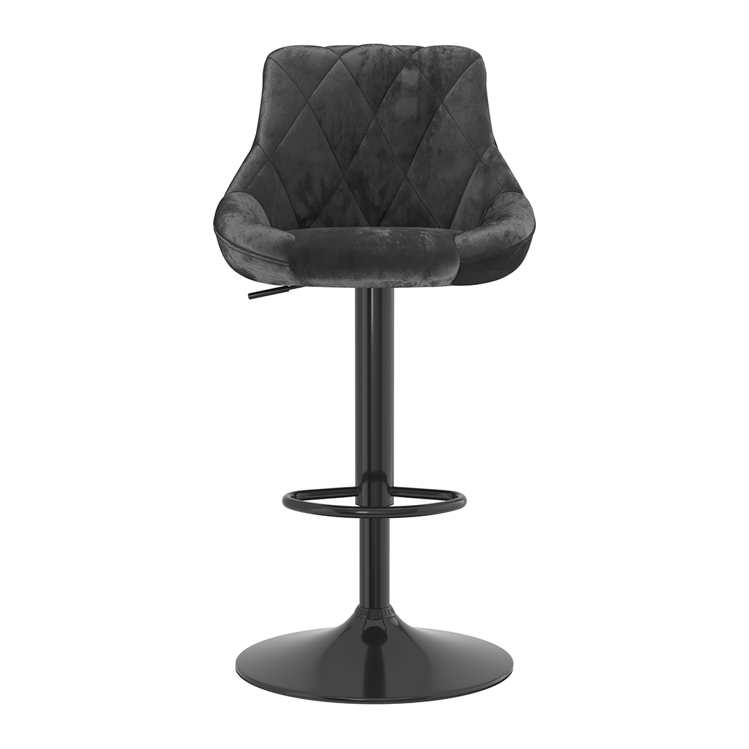 Velvet Bar Stool With Black Pedestal Base - Hornley
