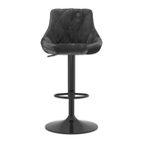 Velvet Bar Stool With Black Pedestal Base - Hornley