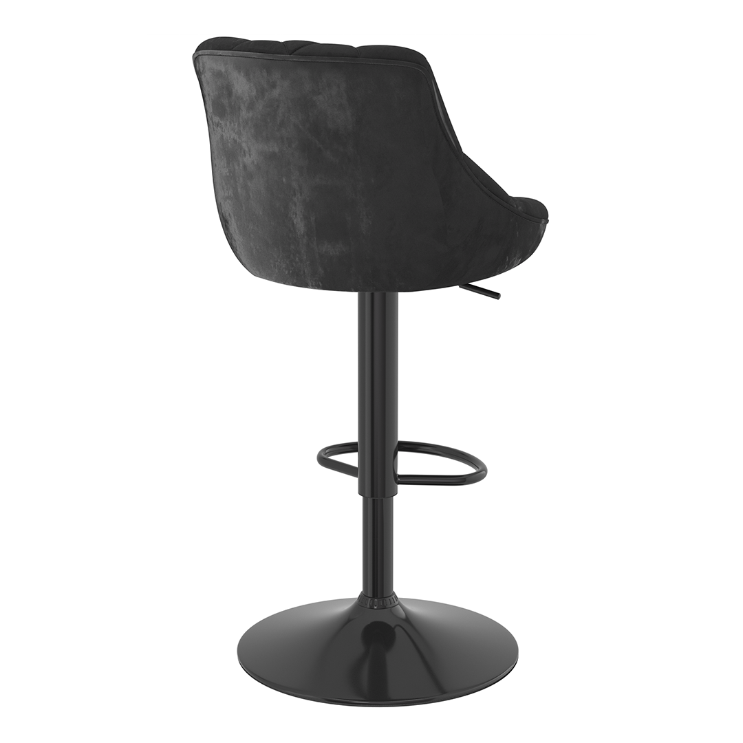 Velvet Bar Stool With Black Pedestal Base - Hornley