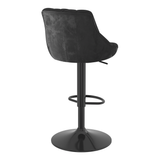 Velvet Bar Stool With Black Pedestal Base - Hornley