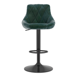 Velvet Bar Stool With Black Pedestal Base - Hornley