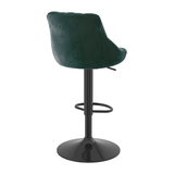 Velvet Bar Stool With Black Pedestal Base - Hornley