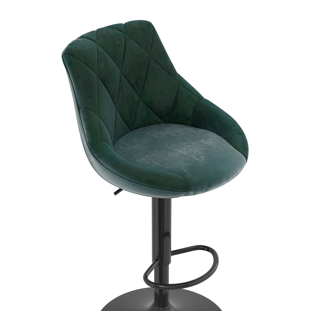 Velvet Bar Stool With Black Pedestal Base - Hornley