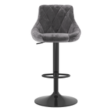 Velvet Bar Stool With Black Pedestal Base - Hornley