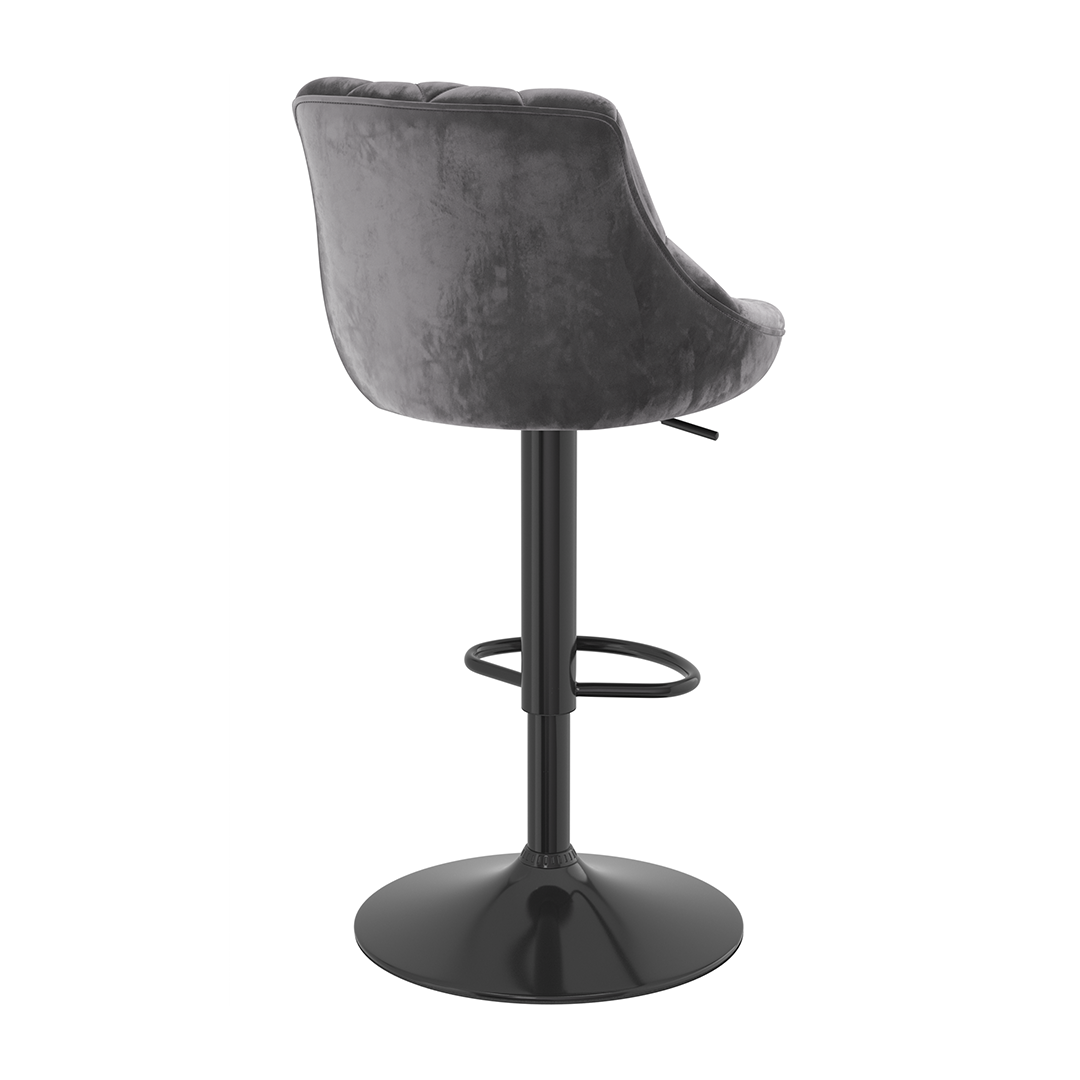 Velvet Bar Stool With Black Pedestal Base - Hornley