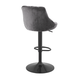 Velvet Bar Stool With Black Pedestal Base - Hornley