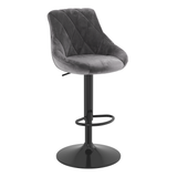 Velvet Bar Stool With Black Pedestal Base - Hornley