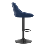 Velvet Bar Stool With Black Pedestal Base - Hornley