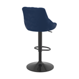 Velvet Bar Stool With Black Pedestal Base - Hornley