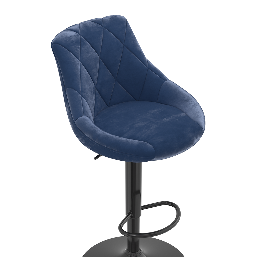 Velvet Bar Stool With Black Pedestal Base - Hornley
