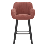 Velvet Bar Stool With Black Wooden Legs - Pinley