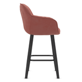 Velvet Bar Stool With Black Wooden Legs - Pinley