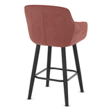 Velvet Bar Stool With Black Wooden Legs - Pinley