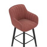 Velvet Bar Stool With Black Wooden Legs - Pinley