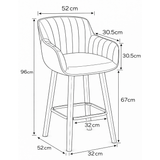 Velvet Bar Stool With Black Wooden Legs - Pinley