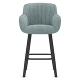 Velvet Bar Stool With Black Wooden Legs - Pinley