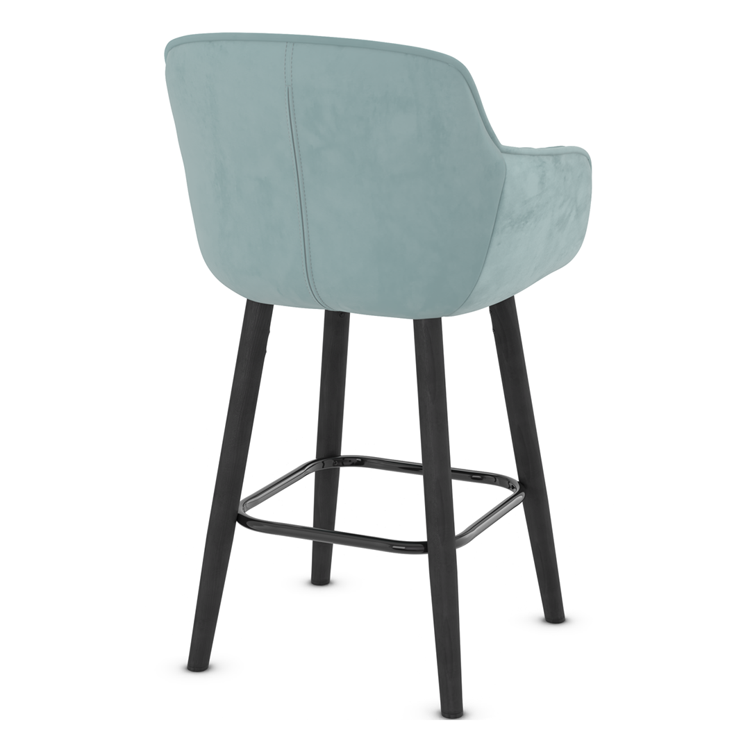 Velvet Bar Stool With Black Wooden Legs - Pinley